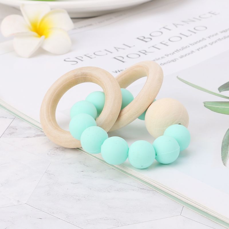 Bpa Gratis Baby Bijtring Siliconen Kralen Bijtring Pasgeboren Kinderziektes Speelgoed Armband Pijnbestrijding Hout Ringen Kauwen Bijtring Baby Benodigdheden