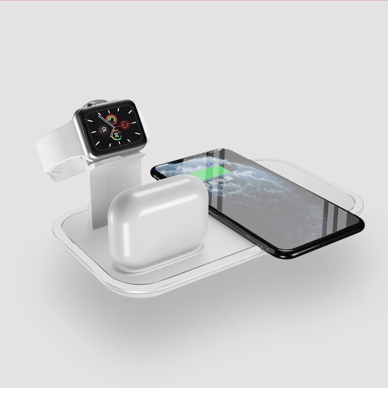 Drahtlose Ladegerät Stehen 3 in 1 Qi 15W Schnelle Lade Dock Station für Apple Uhr iWatch 5 4 3 airPods Pro Für iPhone 11 XS XR X 8: White