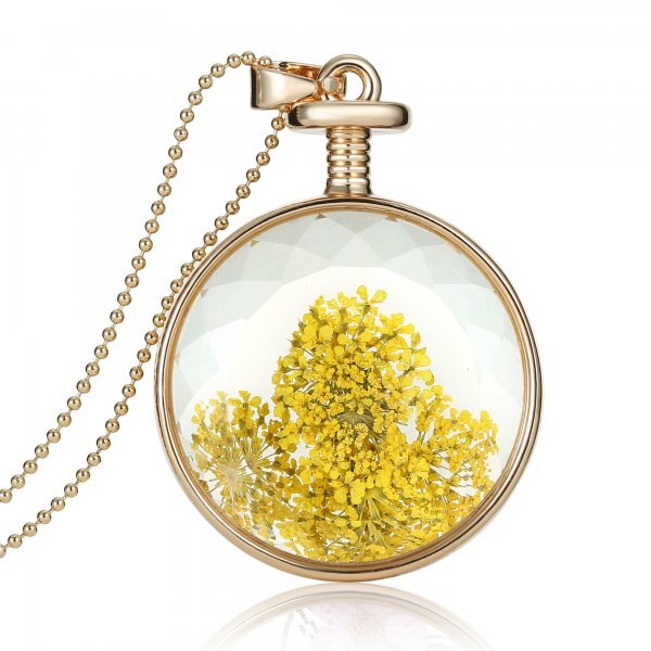 Verklaring Collier Voor Vrouwen Originele Glas Diy Natuurlijke Gedroogde Bloemen Kettingen Vierkante Hanger Ketting Mode: 150N61