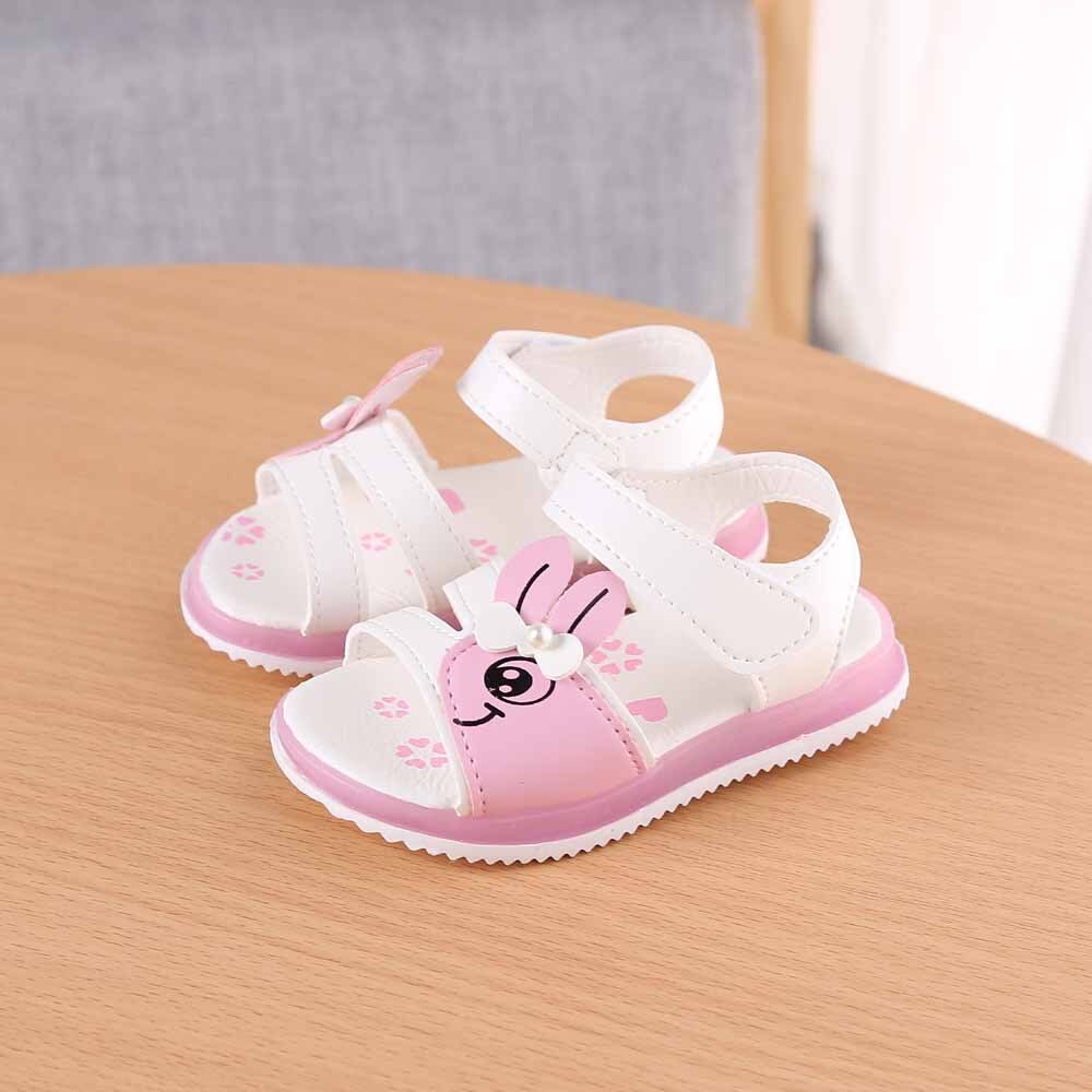 Justsl jentesandaler flashsko låve strandsko sandaler med åpenn tå låve ledet sklisikre myke sommersko str 21-30: Hvit / 5.5