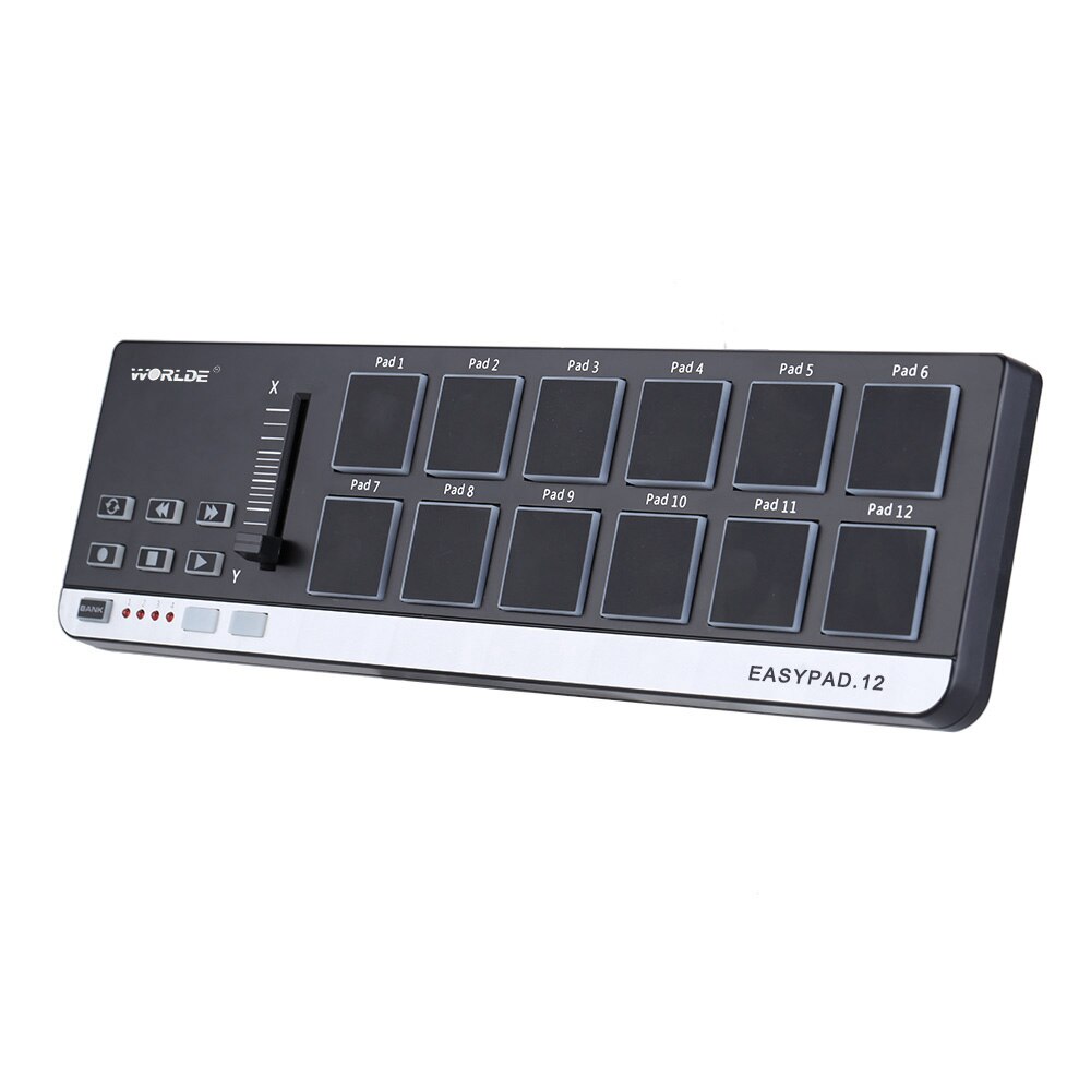 Worlde EasyPad.12 Portable Mini USB 12 Drum Pad MIDI Controller 4 Banks for Different Settings