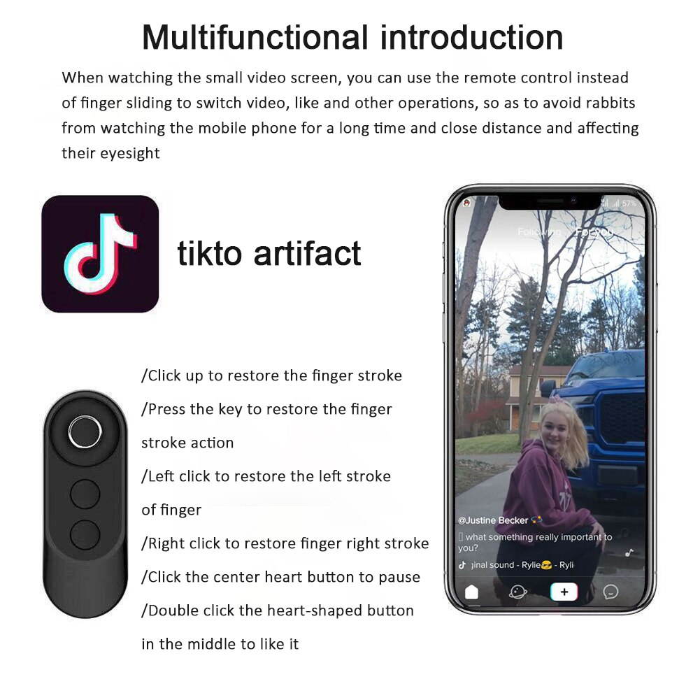 Mini Wireless Bluetooth-compatible Camera Shutter Selfie Photo Control Remote Shutter Release Button for TikTok Kwai Ebook APPs
