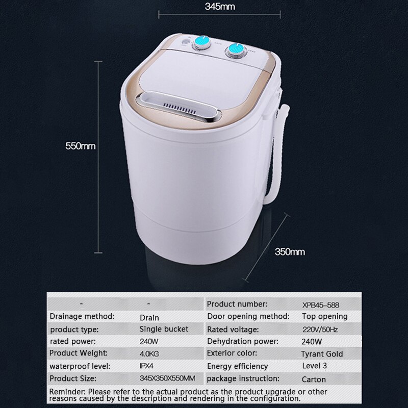 Washing Machine Semi-automatic Dehydration Machine with Spin Dryer Mini Small Washing Machine Single Tub One Piece CY