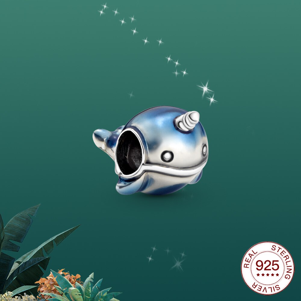 925 sterling silver Marine dolphin whale shell charm Fit Original silver Bracelet Jewelry For Women Summer: PAS176
