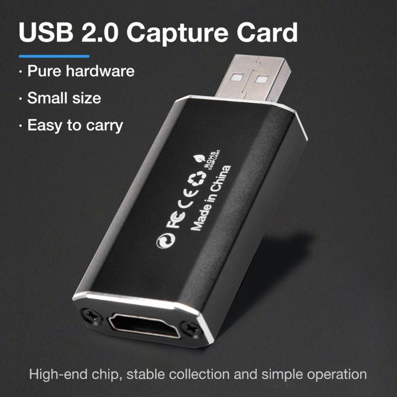 Mini tarjeta de captura de vídeo portátil, USB 2,0, HDMI, compatible con grabador de vídeo, caja de registro, Dongle de captura de juego USB para grabación de cámara