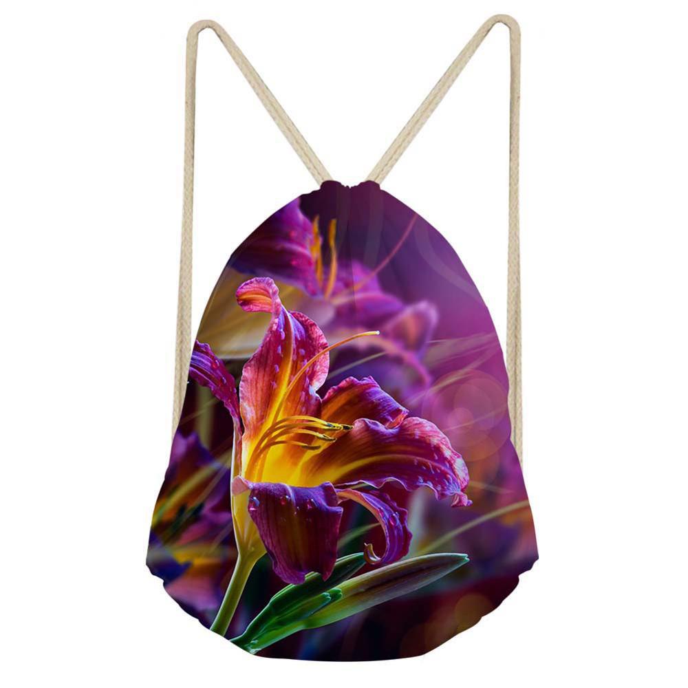 Noisedesigns paardenbloem roos bloem mooie 3d trekkoord tas vrouwen rugzak tiener meisjes cinch zak sport reizen: Cc2553 z 3