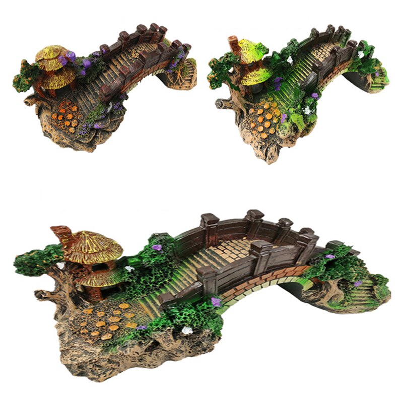 Fish Tank Landscaping Viewing Rockery Bridge Simulation Resin Craft Aquarium Decoration Explosion Mountain Stone Ornaments