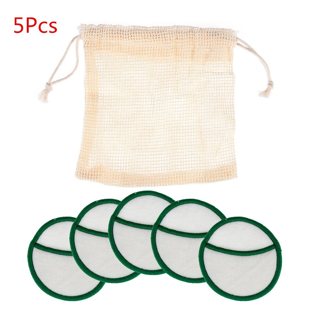 Toallitas desmaquillantes reutilizables de algodón, lavables, 6/12 Uds.: 5 Pcs Green