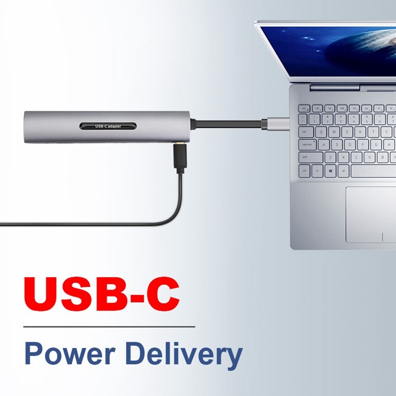 Usb c doca estação thunderbolt 3 tipo-c para hdmi vga usb tf cartão sd com 3.5 aux o jack adaptador conversor hd para pro