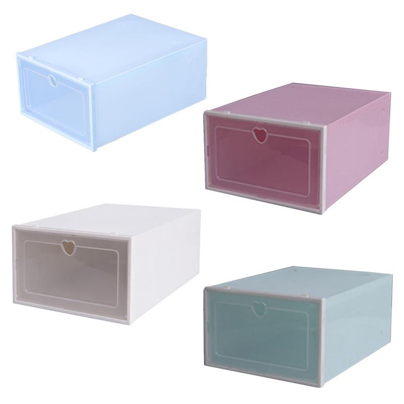 4 Uds transparente tipo cajonera zapatos caja de almacenamiento caja de zapatos tipo cajonera apilable de plástico contenedor para zapatos