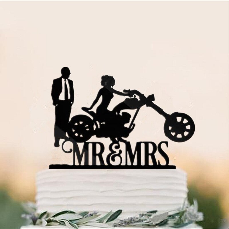 gemischt Lustige Stil Motorrad Paar Hochzeit Kuchen Deckel Acryl Braut Und Bräutigam Kuchen Deckel Herr & Frau Fahrrad Kuchen Deckel: Stil 7