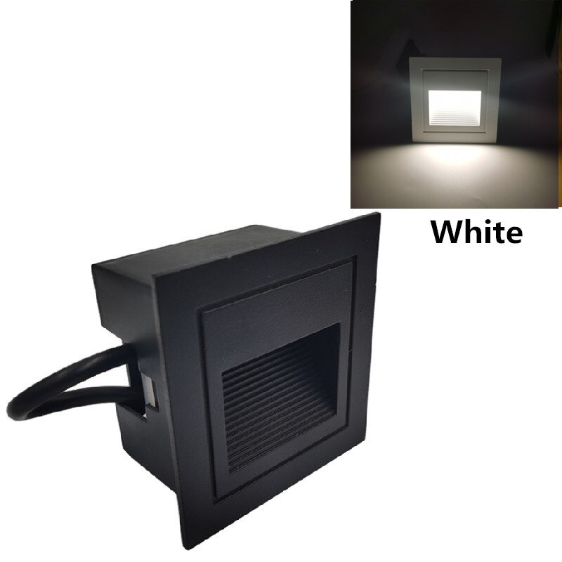 Ip65 vandtæt væglampe underjordisk ført trappelys udendørs fodlygte forsænket hjørnevæglampe udvendigt havelys: Bk hvid