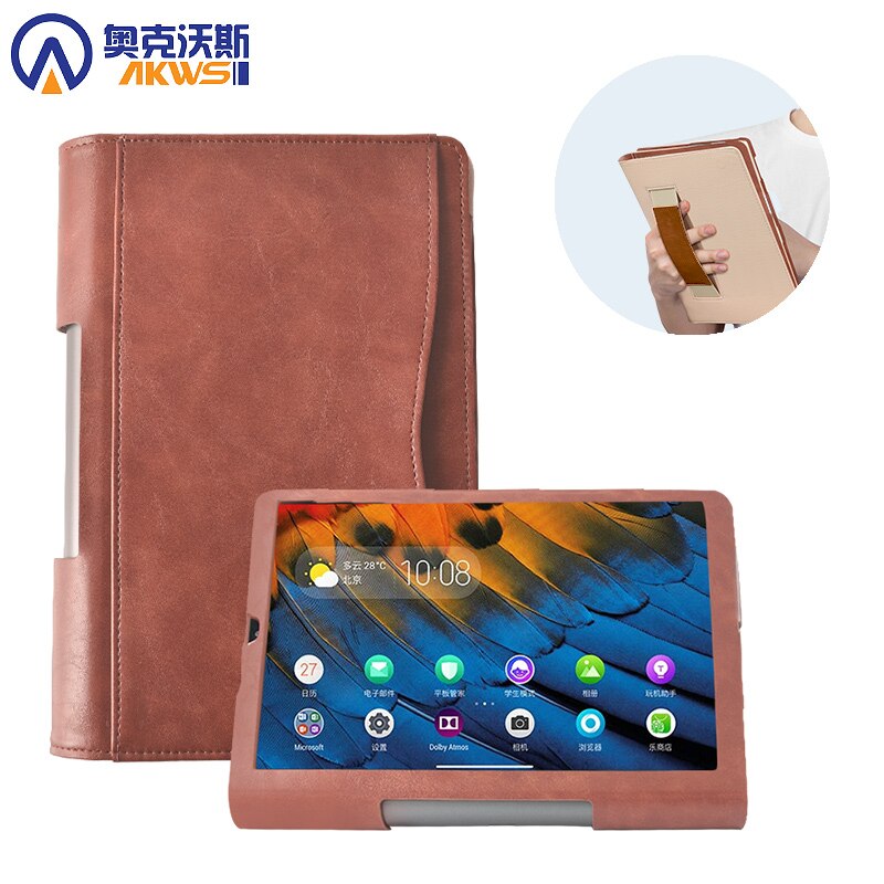 Læderetui til lenovo yoga tab 5 yt-x705f 10.1 tablet cover cover til smart yoga tab 5 yt -x705m / l/x handstrap funda