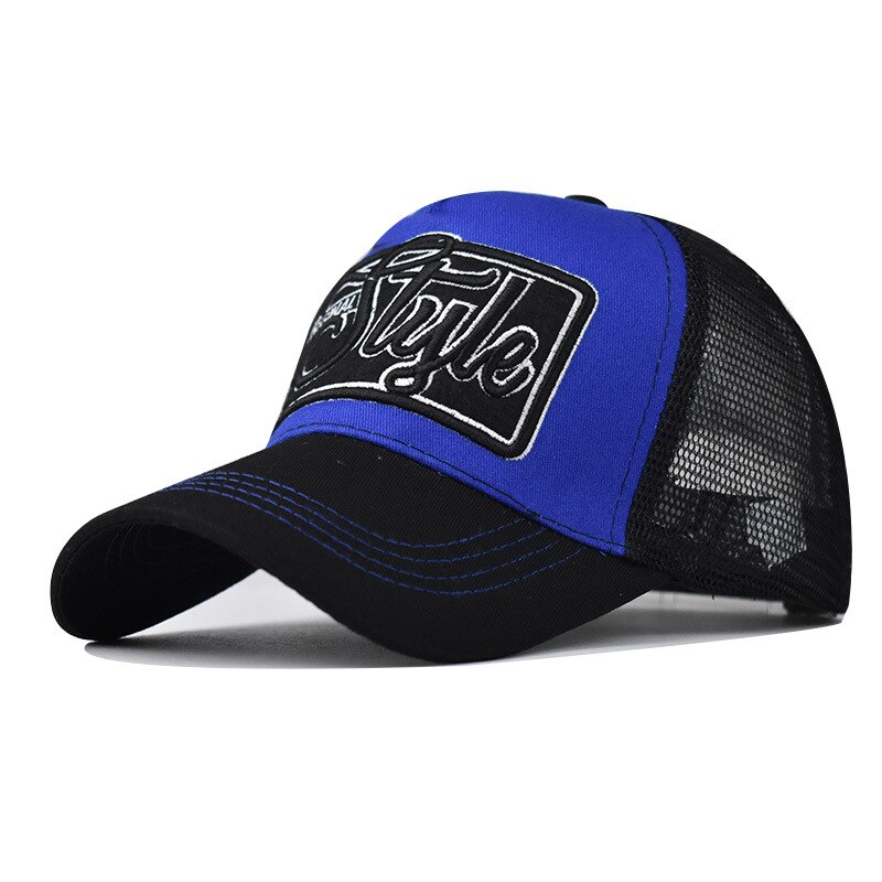 FS 2022 Sommer 3D Stil Stickerei Atmungs Männer Trucker Kappen Mit Gittergewebe modisch Gelb Streetwear Frauen 5 Tafel Baseball Kappe: Blau Baseball Deckel