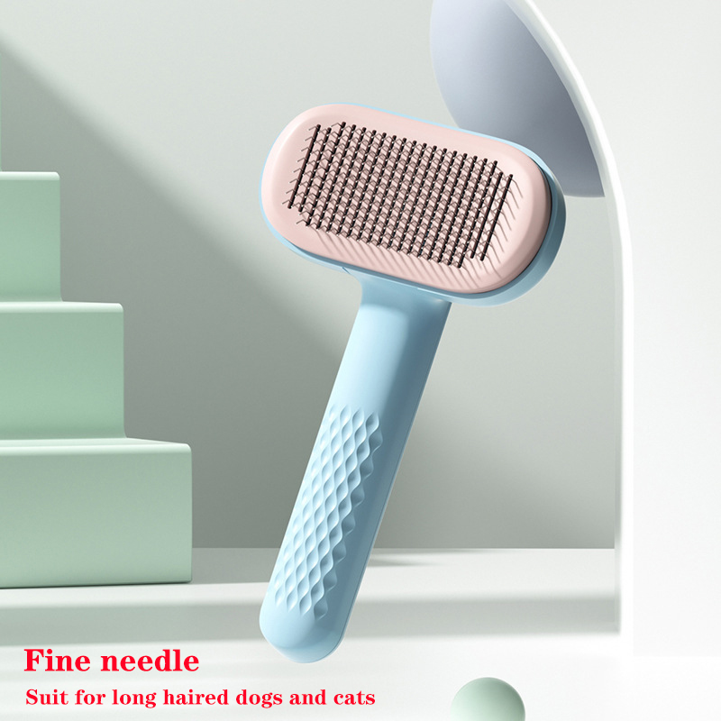 Zelfreinigende Borstel Voor Hond En Kat Verwijdert Haar Massages Huisdier Haaruitval Kam Pet Grooming Borstels Speciale Naald Kam: blue fine needle
