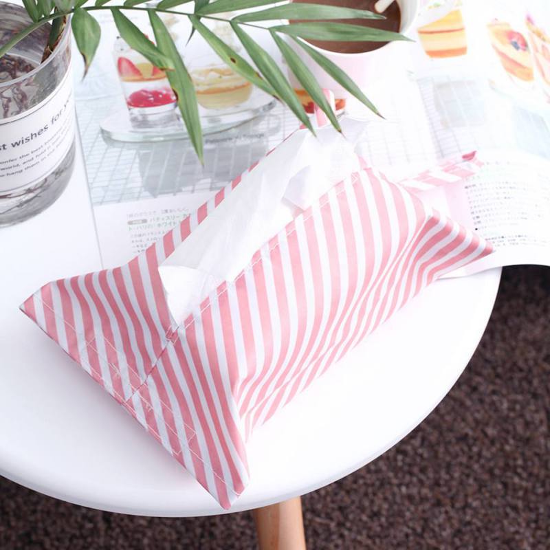 Caja para guardar servilletas de papel de Casa de coche, bolsa para decoración de hogar clásica, caja de pañuelos para colgar flamencos a rayas