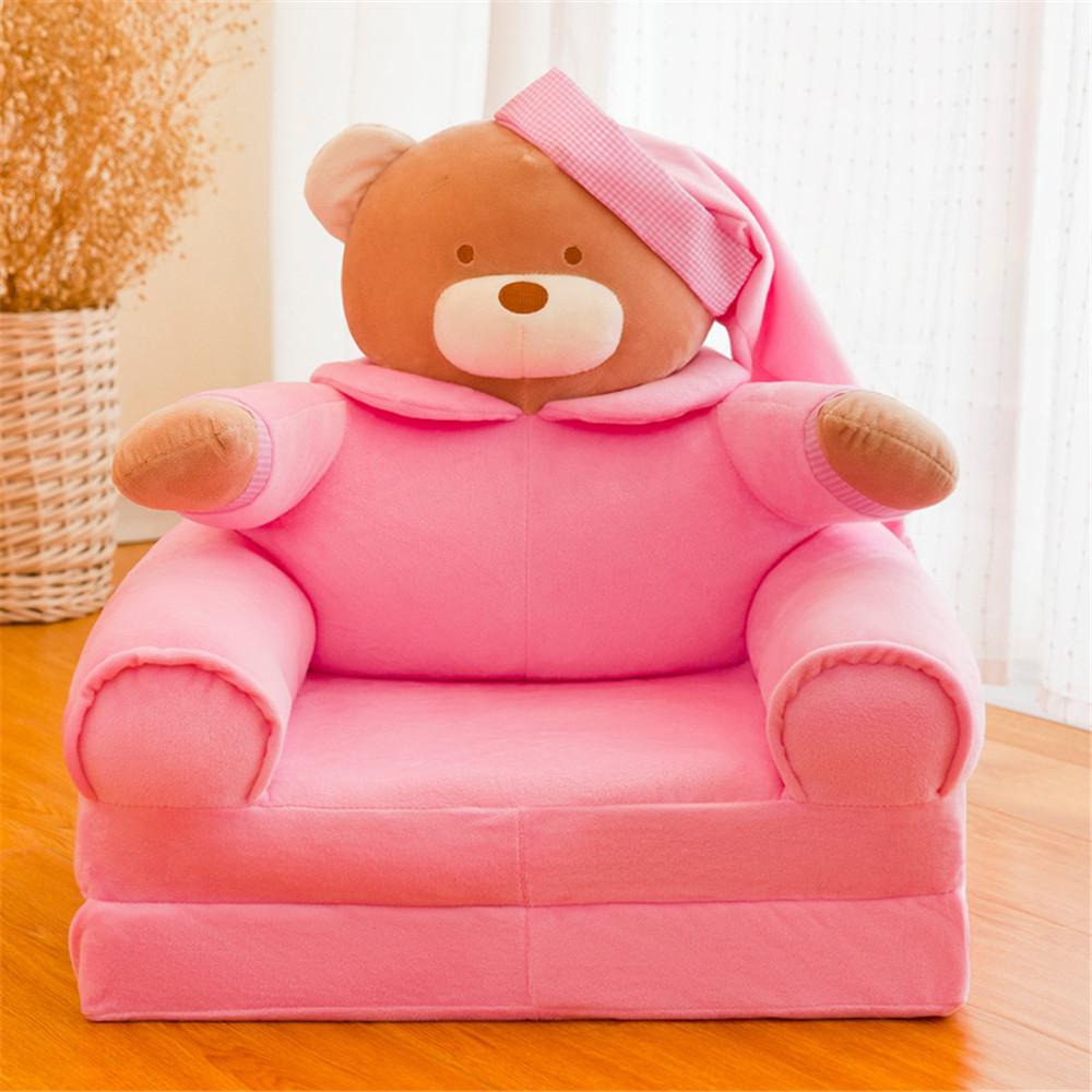 Baby Kids Sofa Only Cover No Filling Cartoon Crown Seat Children Chair Neat Puff Skin Toddler Child Folding Plush Sofa Bed Case