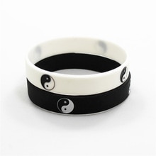 2 Stuks Cool Tai Chi Siliconen Polsbandje Zwart Wit Kleur Sport Rubber Silicone Armbanden & Bangles Mode-sieraden