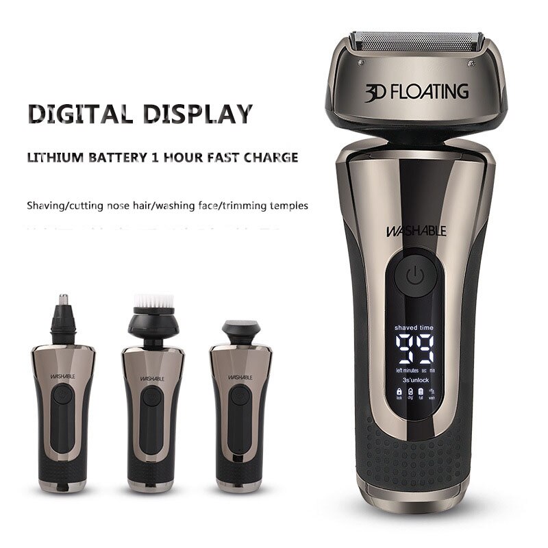 Multifunctional Electric Shaver, Reciprocating Razor Rechargeable Shaving Head Hair Clipper and Nose Hair Clipper Set