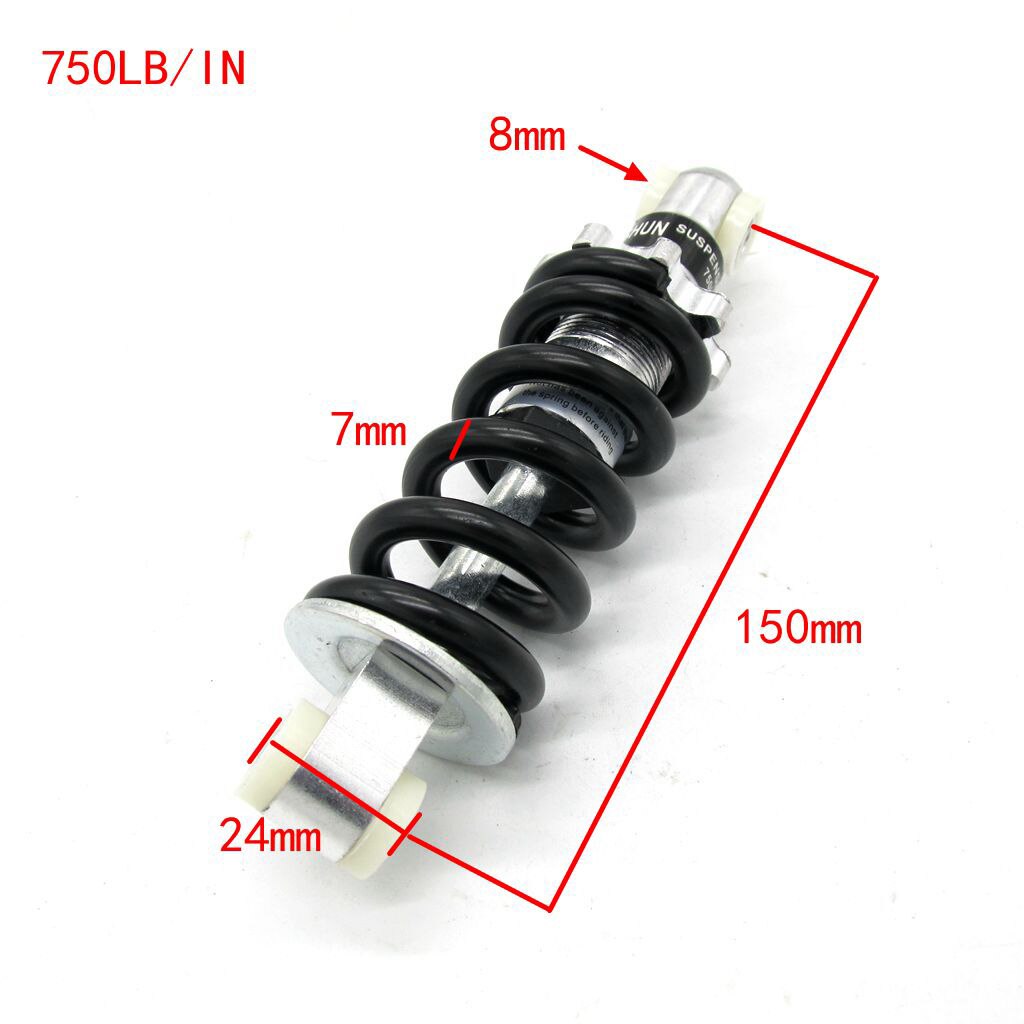 Amortiguador de motocicleta de 150mm, suspensión trasera de 750lb para bicicleta Quad Pit de 2 tiempos