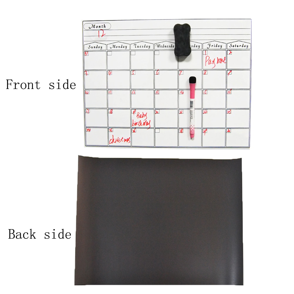 Weekly Monthly Planner Whiteboard Fridge Magnet Flexible Daily Message Drawing Refrigerator White Board