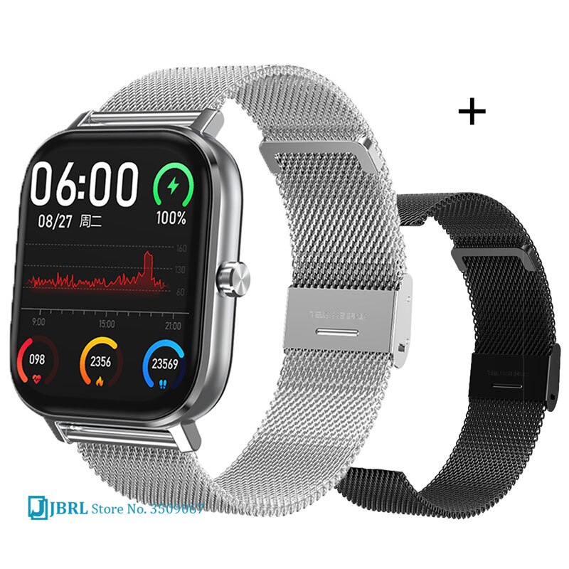sport ecg firkantet digital klokke menn kvinner bluetooth samtale besvare digital armbåndsur dame stål passe klokker herre android ios: Dt35 ekg sølv ste 1