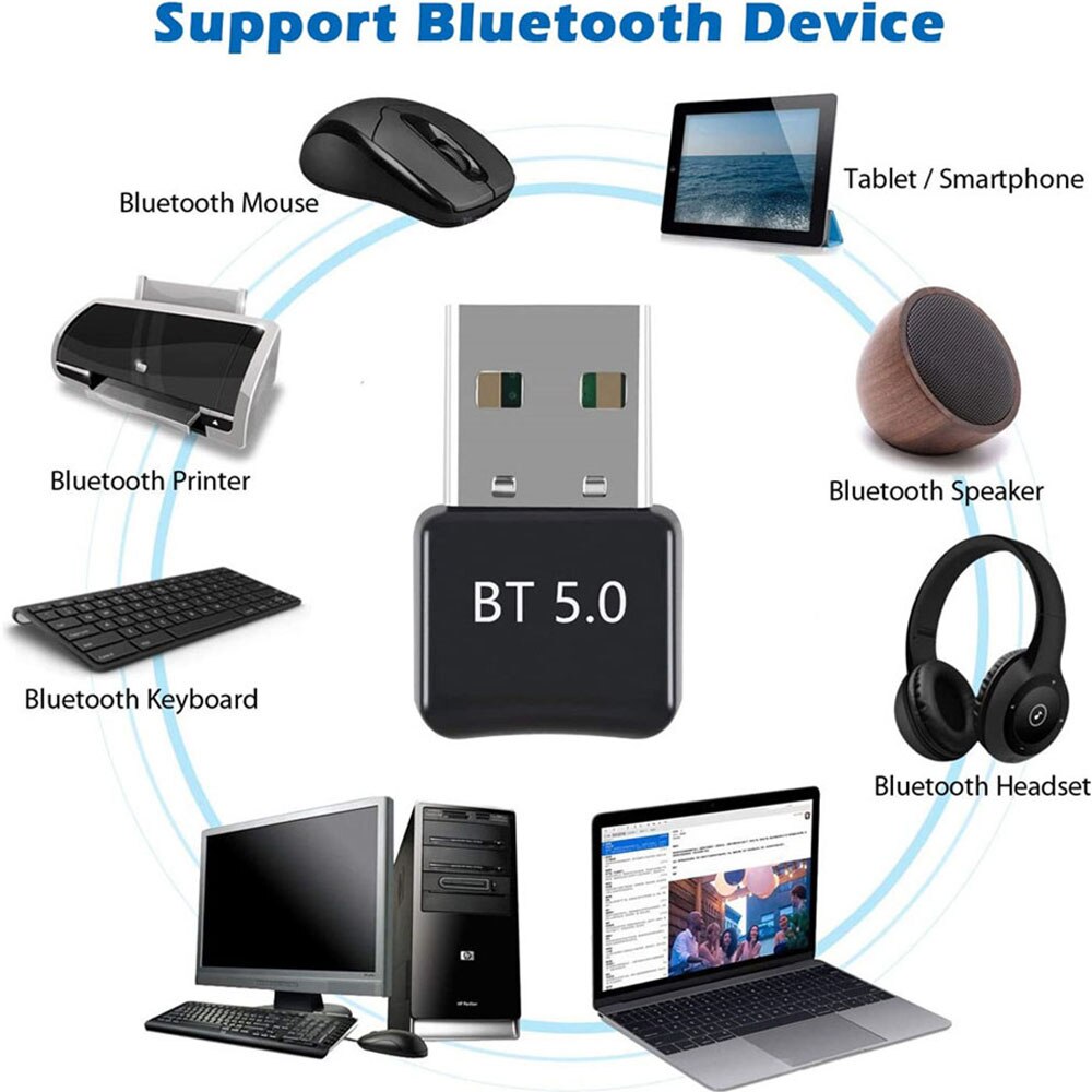 Bezprzewodowy adapter USB Bluetooth 5.0 wtyczka Bluetooth odbiornik muzyczny Adaptador nadajnik Bluetooth na PC wygrać 7 8 10