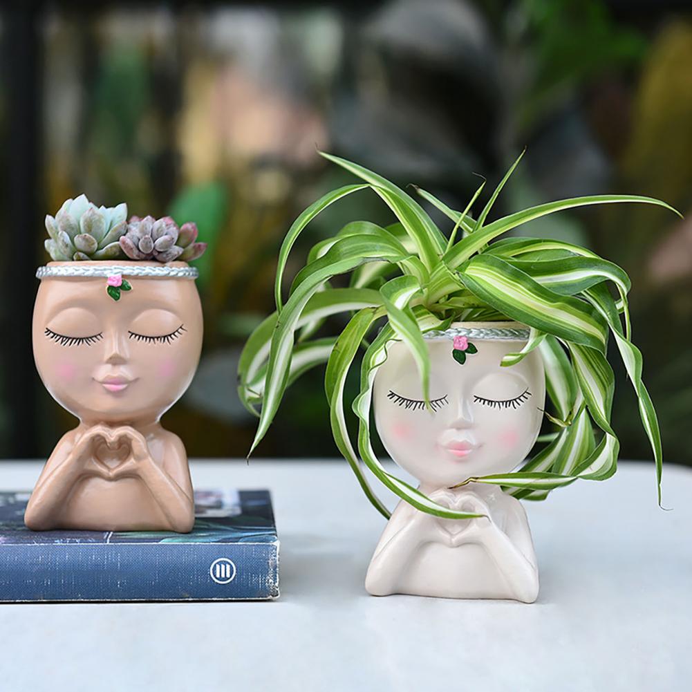 Gezicht Bloempot Liefde Stijl Meisje Hoofd Plant Pot Kleine Dame Gezicht Planter voor Succulente Binnen Buiten Planten Desktop Penhouder