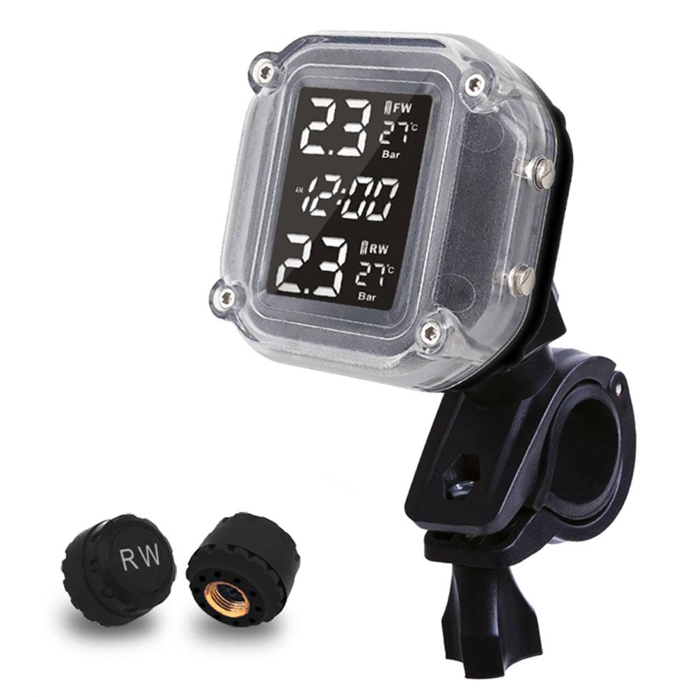 Motorcycle Tires Pressure Monitor Sensor Waterproof Real Time Tire Pressure Monitoring System TPMS Android Tpms With LCD: black