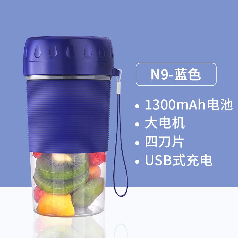500ml 6 Cutter Mini Portable Juicers USB Electric Mixer Fruit Smoothie Blender For Machine Food Processor Maker Juice Extractor: Blue