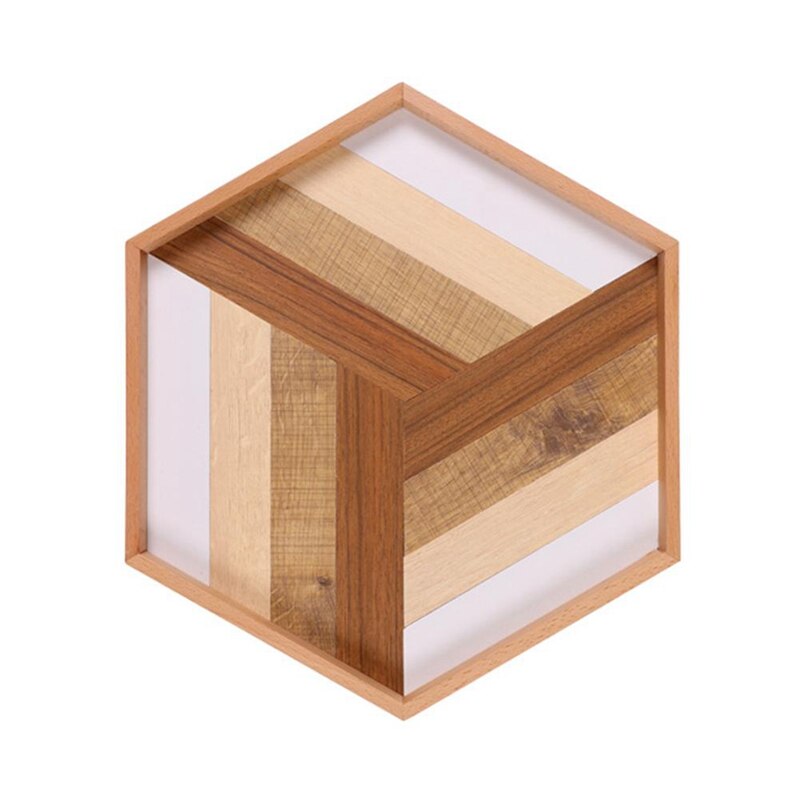 Houten Dienblad Decoratie Lade Hexagon Bakken Decoratie Lade Hout Thee Voedsel Server Keukengerei: Default Title