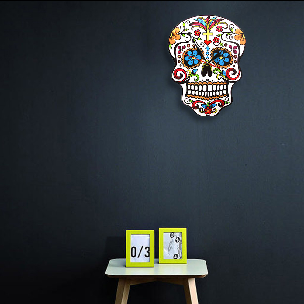 1 pala meksikolainen kuolleiden päivä seinäkello kukka kallo dia de los muertos seinäkello moderni karkki sokeri kallo halloween