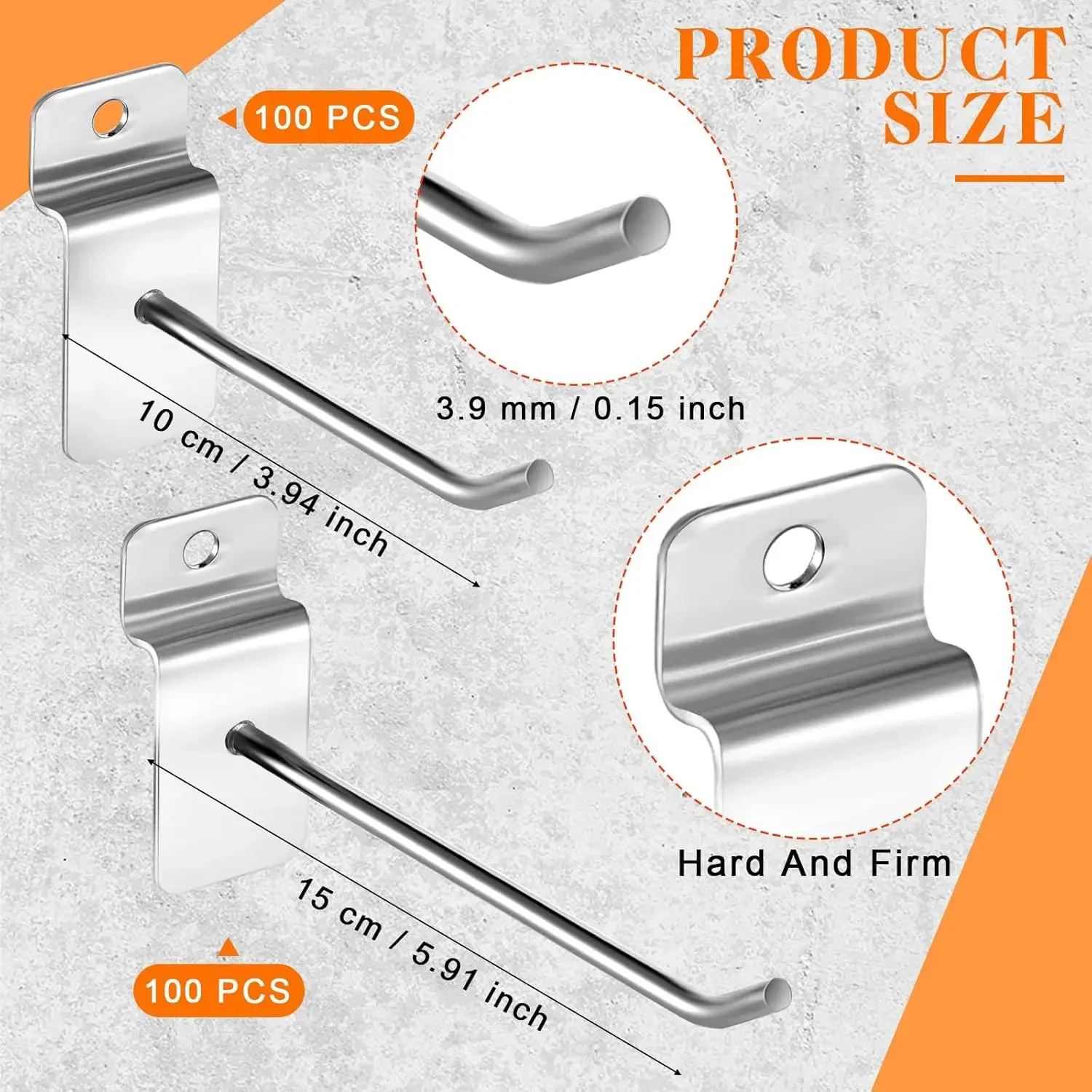 100/20Pcs Slatwall Panel Hook Slat Wall Hanging Hooks Metal Slatwall Hooks and Hangers Thickness Silver Slatwall Pegs for Garage