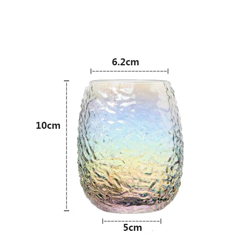 Vidrio de arcoíris coctel Copa el desayuno, té de la leche jugo de café vino Oficina hogar cristal transparente taza de agua Vasos: G