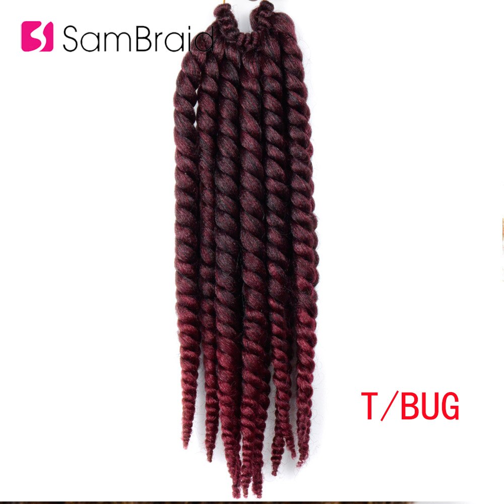 Sambraid Crochet Braids Box Braids 14 Inch Synthetic Braiding Hair Extensions Crochet Braiding Hair For Women: T1B/Burgundy / 1Pcs/Lot
