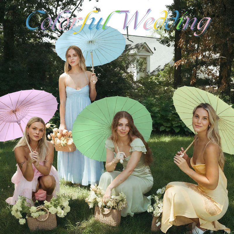 6-12pcs 23.6inch/33inch Color Paper Umbrellas for Wedding Pink Beach Umbrella Sun Parasol Bridesmaid Photography Props