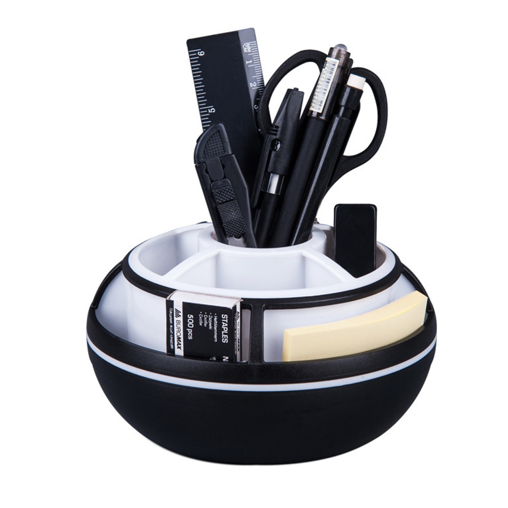 360 Degrees Rotation Pen Holder Desktop Organizer Stand Box Round Pencil Storage Stationery Container for School Office