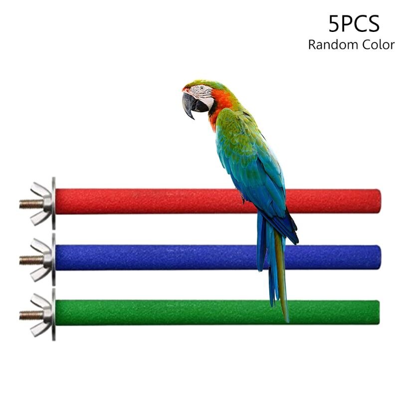 5Pcs Wooden Bird Perch Rough-surfaced Parrot Bird Cage Perch Stand for Grinding Q39B