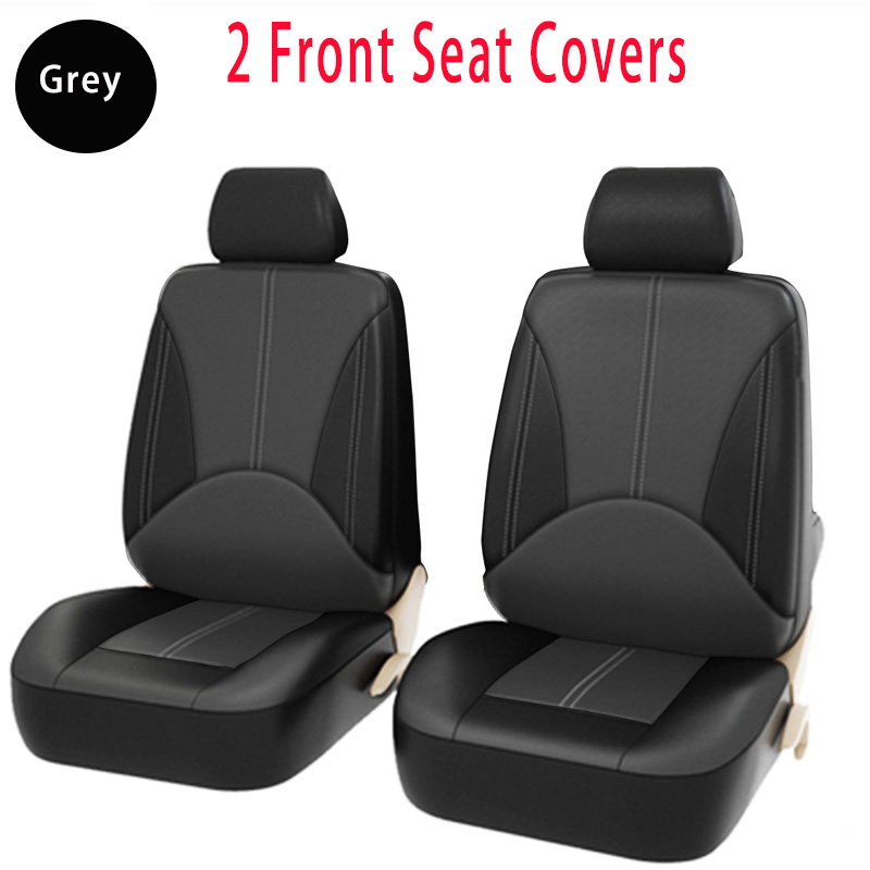 PU Leather Car Seat Cover Universal Patchwork Automobile Interior Cushion Cars Seat Covers All Seasons Grey Beige Cofffect