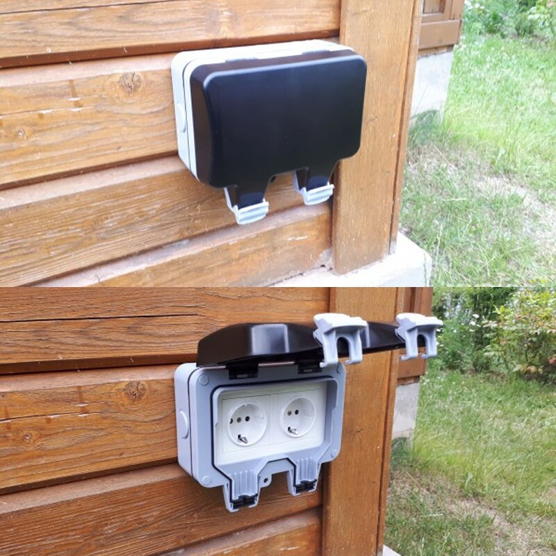 2-Weg Outdoor Socket Stopcontact Slagvastheid 3680W 16A Eu Uk Fr Us Stopcontact IP66 Muur socket Voor Tuin Inrichting