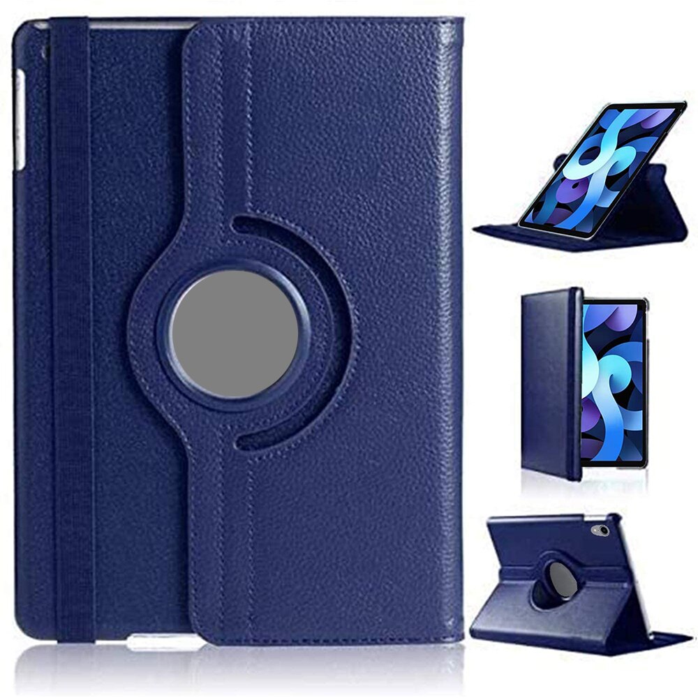 For Apple iPad Air 4th Generation 10.9" Rotating Smart Case Leather Folding Stand Cover with Auto Wake/Sleep Function: Dark Blue