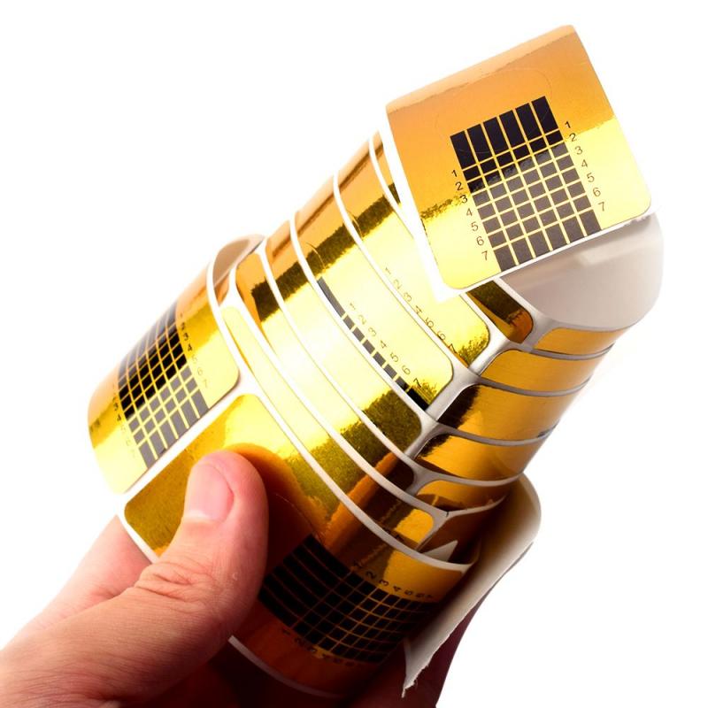 100pcs/50pcs Gold Nail Art Forms Tip Sculpting Guide Stickers Salon Acrylic Gel Nail Tips Nail Extension Forms Sticker Tools