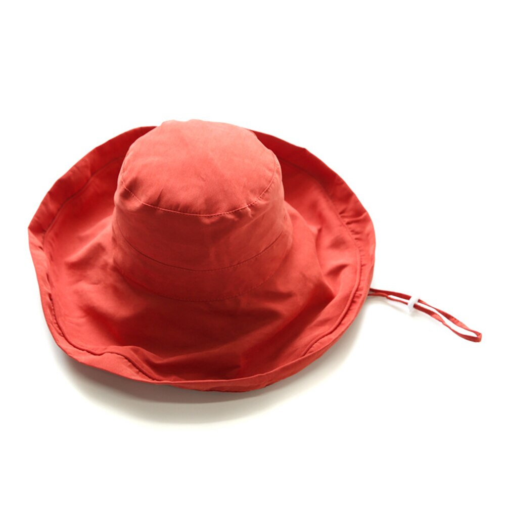 Newly Sunhat Women Summer Beach Wide Brim Sunscreen Outdoor Travel Hat Rolled Double-sided Fisherman Hat 19ing: Red