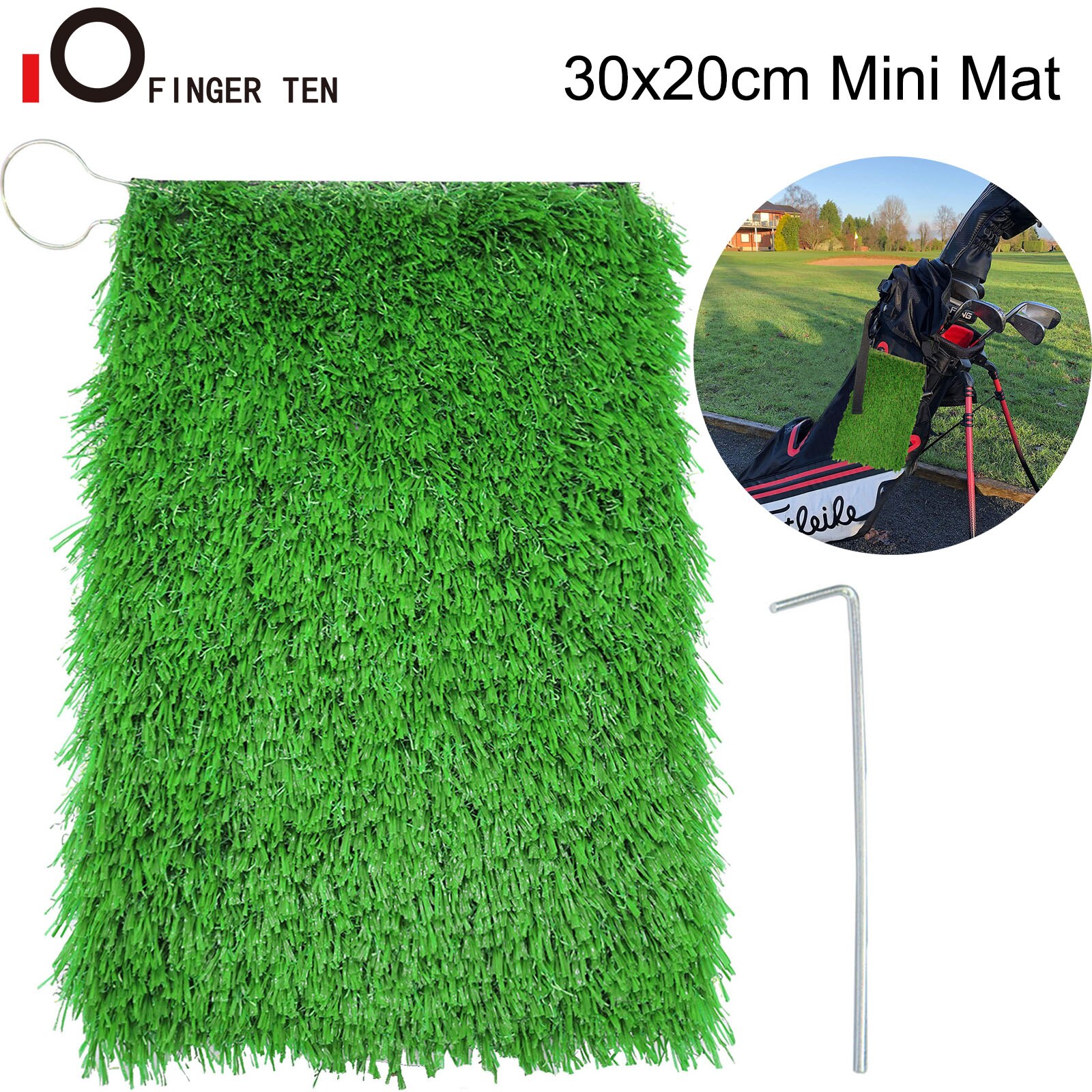 Mini Chipping Hitting Golf Mat 30x20cm with Hook Swing Training Putting Green Practice Accessories Indoor Outdoor