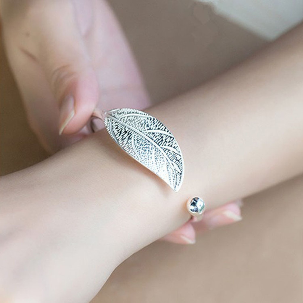 Pickyz Mode Armbanden Bladeren Sieraden Zilveren Kleur Womens Charm Armband Voor Manchet Armbanden