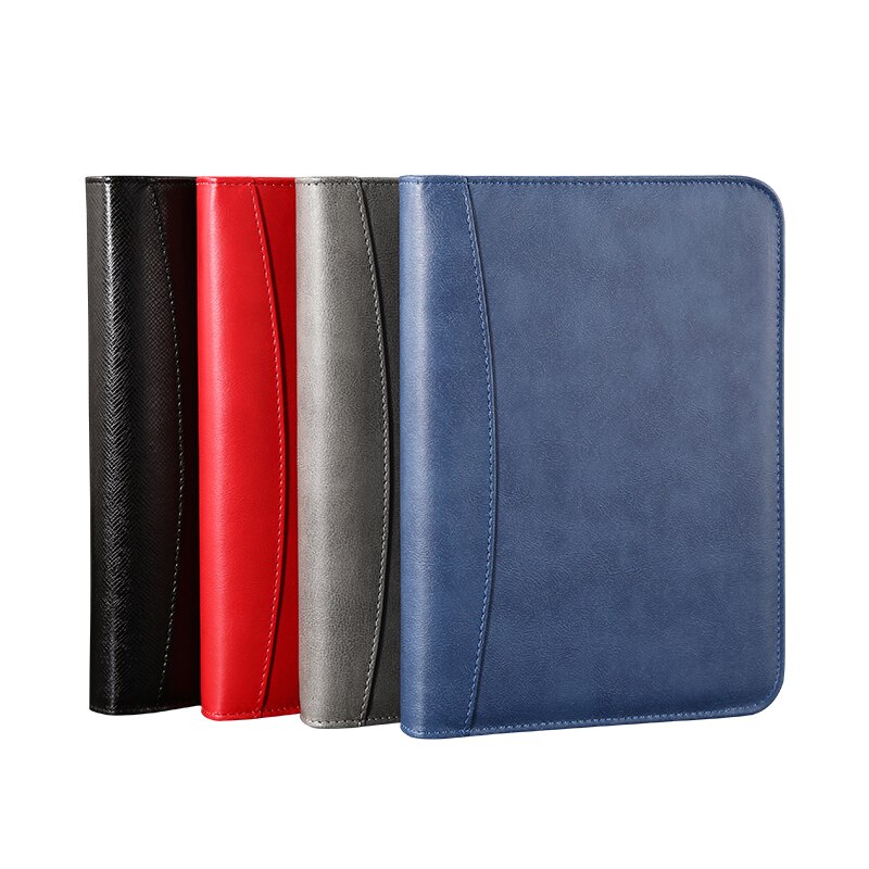 A5 office business portfolio manager padfolio zipper briefcase bag document file holder leather organizer