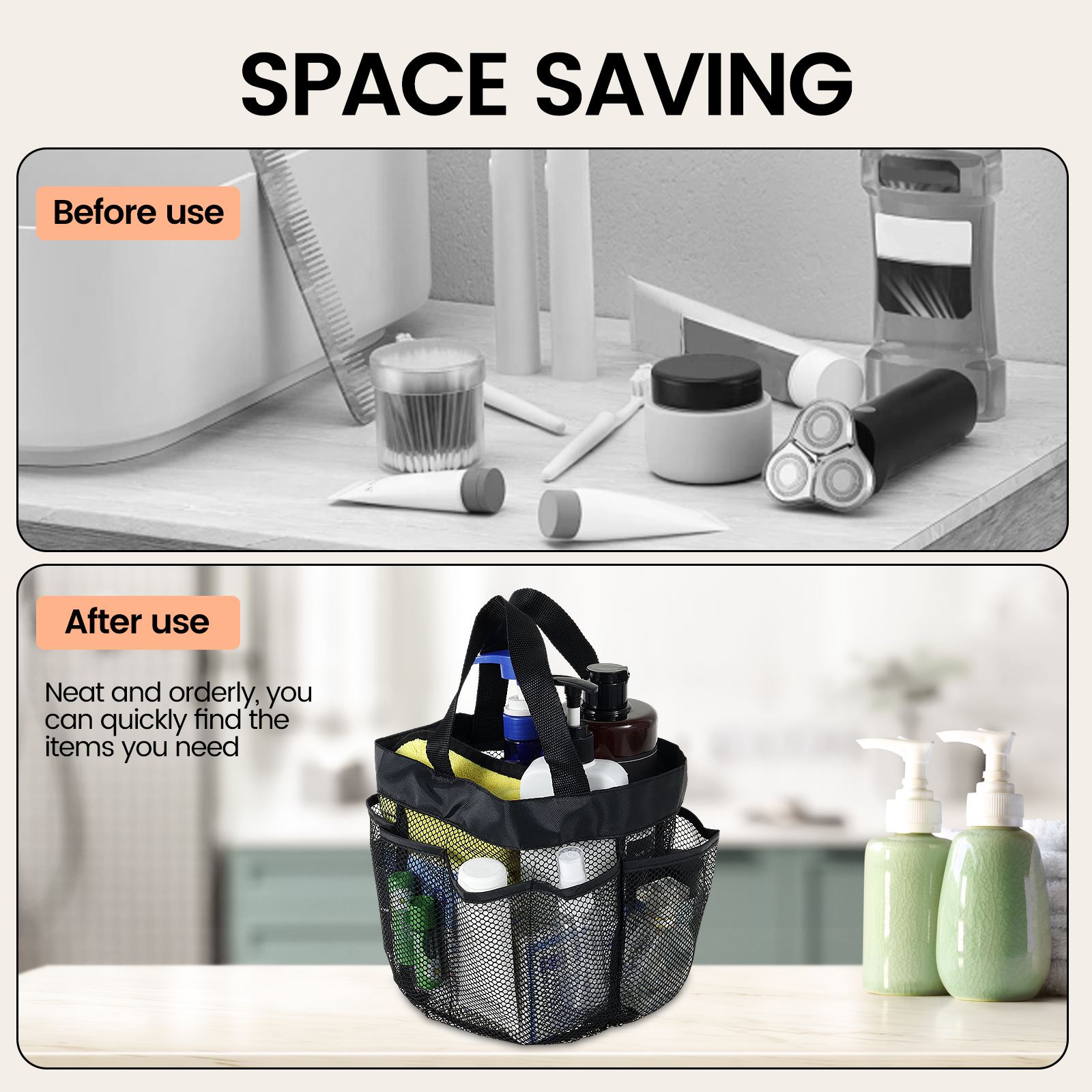 Mesh Shower Caddy Portable Tote Beach Bag Quick Dry Travel Storage Wash Bag for Bathroom Outdoor Camping Toiletry Organization