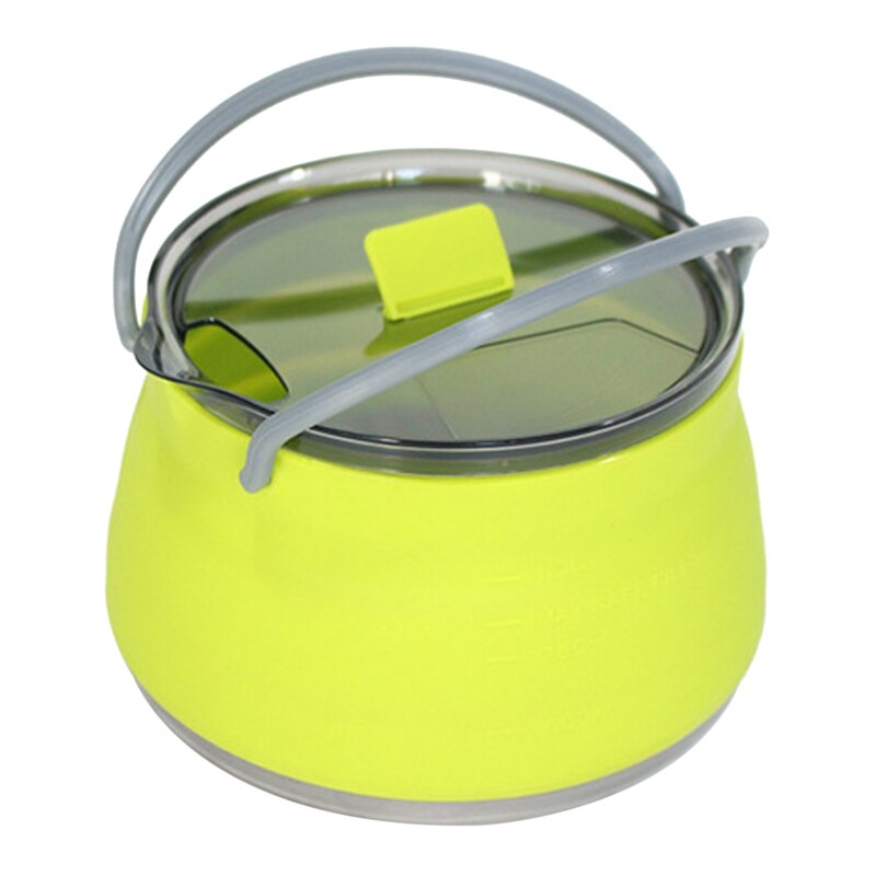 1L Outdoor Opvouwbare Draagbare Siliconen Waterkoker Koken Voedsel Pot Roestvrij Stalen Bodem Vouwen Waterkoker: Deep Blue