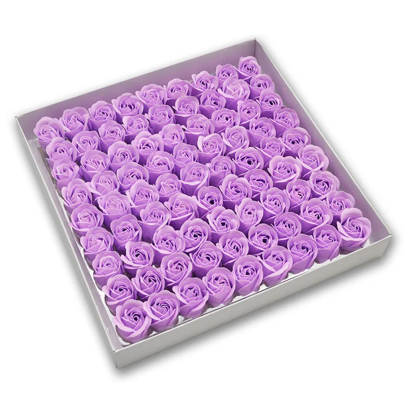 81/162 Uds 3,5x4cm flores artificiales 3 capas sin flores Base Floral rosas eternas San Valentín DIY ramo decoración de boda: XS / Morado