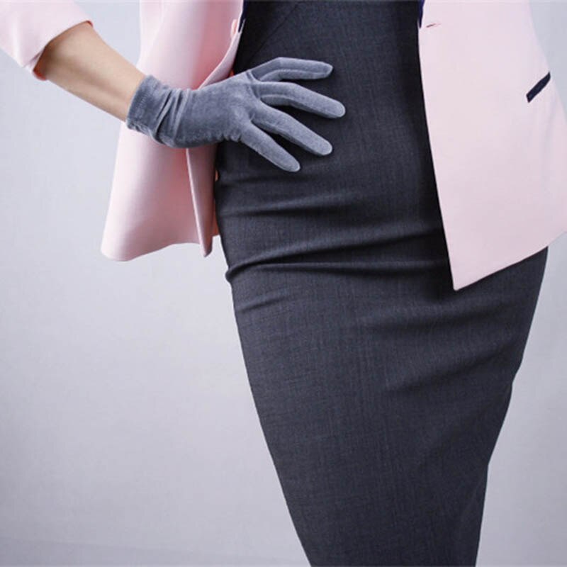 Grün Blau Damen Elegante Samt Handschuhe Abendkleid Party Elastische dehnbar Frauen Spectial Occastion Finger Handschuhe eins Größe